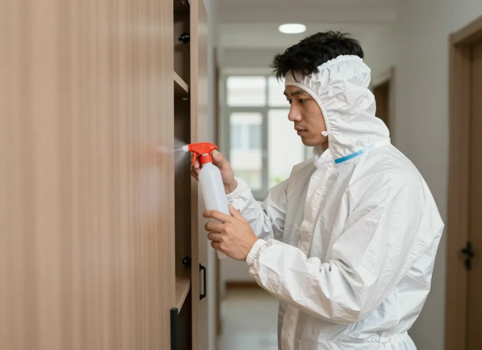 Behandlung eines Kleiderschranks gegen Materialschädlinge