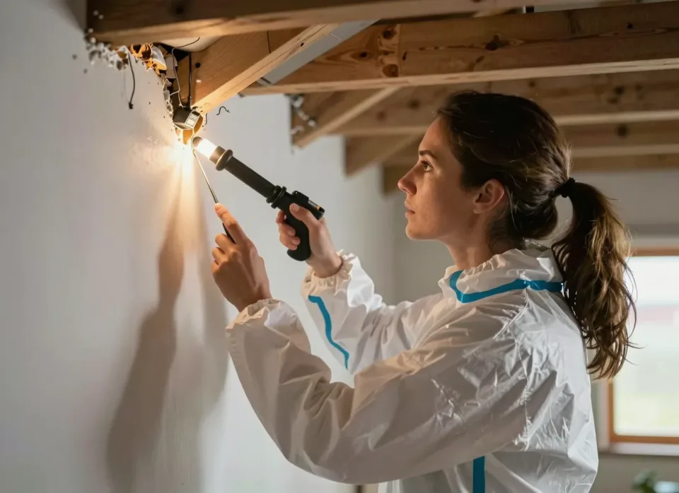 Eintrittsstelle am Wand- und Deckenanschluss wird ausgeleuchtet